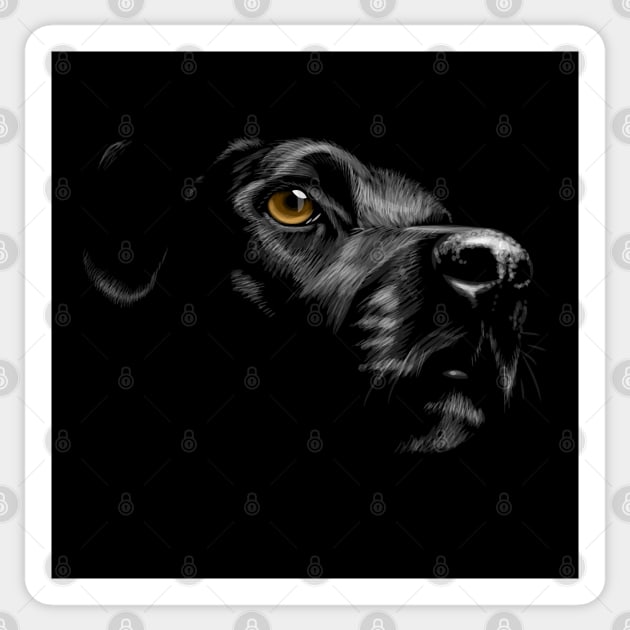 Black Lab Labrador Retriever Gold Eye Retriever Love Sticker by TeeCreations